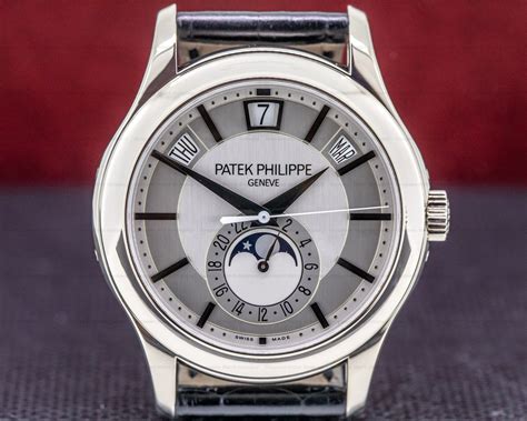 patek philippe complications men's watch 5205g-001|Complications Moon Phase White Gold Watch 5205G.